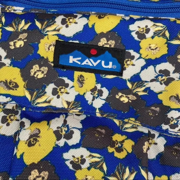 Kavu Keeper Crossbody Purse Floral Canvas Adjustable Blue Green White Hiking - Picture 8 of 8